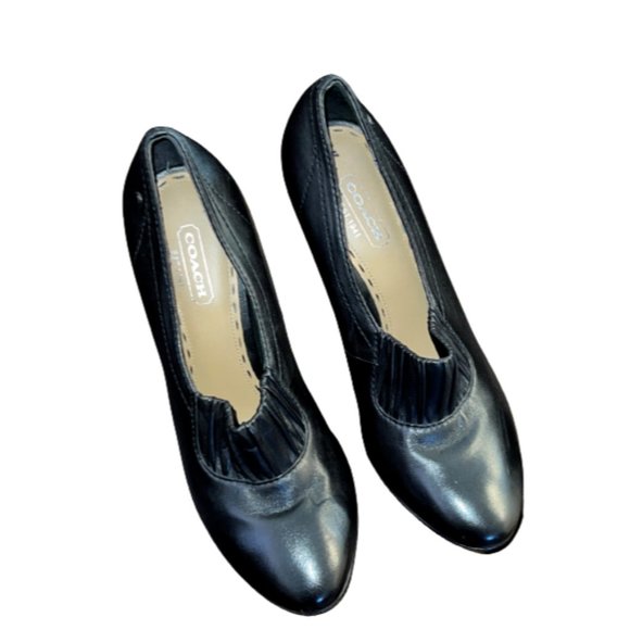 Coach Black Leather Adra Bootie Heels Pumps Size 6 B - Picture 1 of 5
